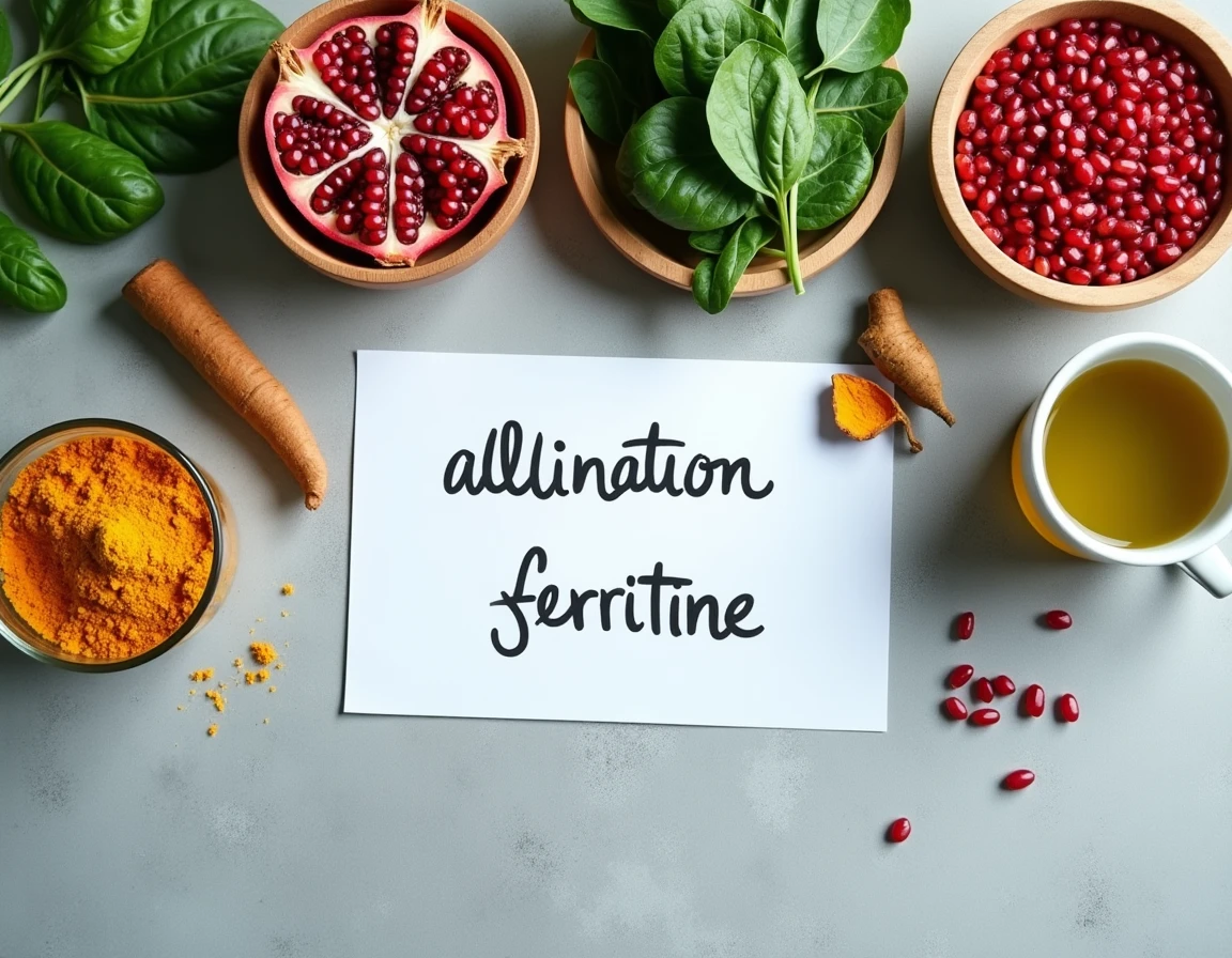 Vue de dessus d'aliments clés pour réguler l'excès de ferritine dans une alimentation équilibrée au quotidien