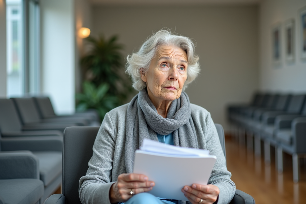 Femme âgée dans une salle d
