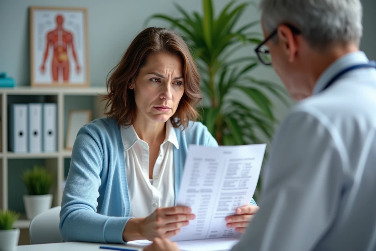 Femme inquiète lors d'une consultation médicale