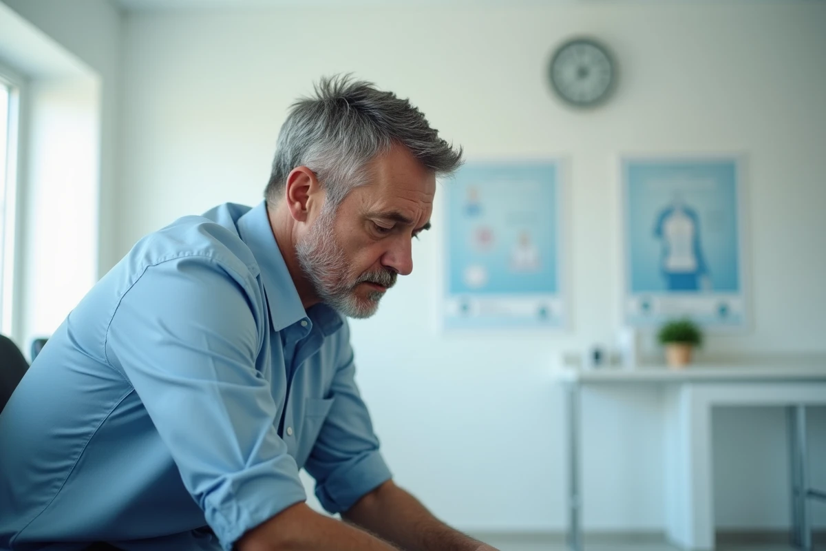 Homme fatigué dans une salle d