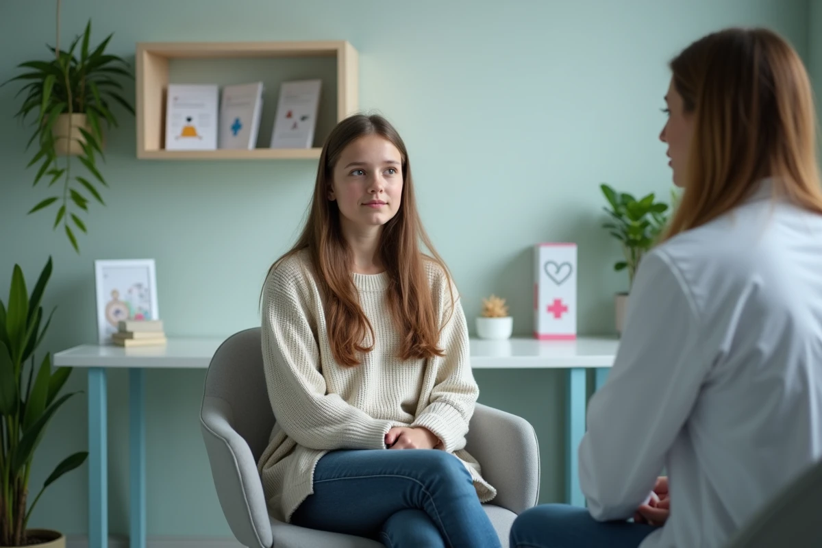 Adolescente en consultation avec une médecin dans un cabinet moderne