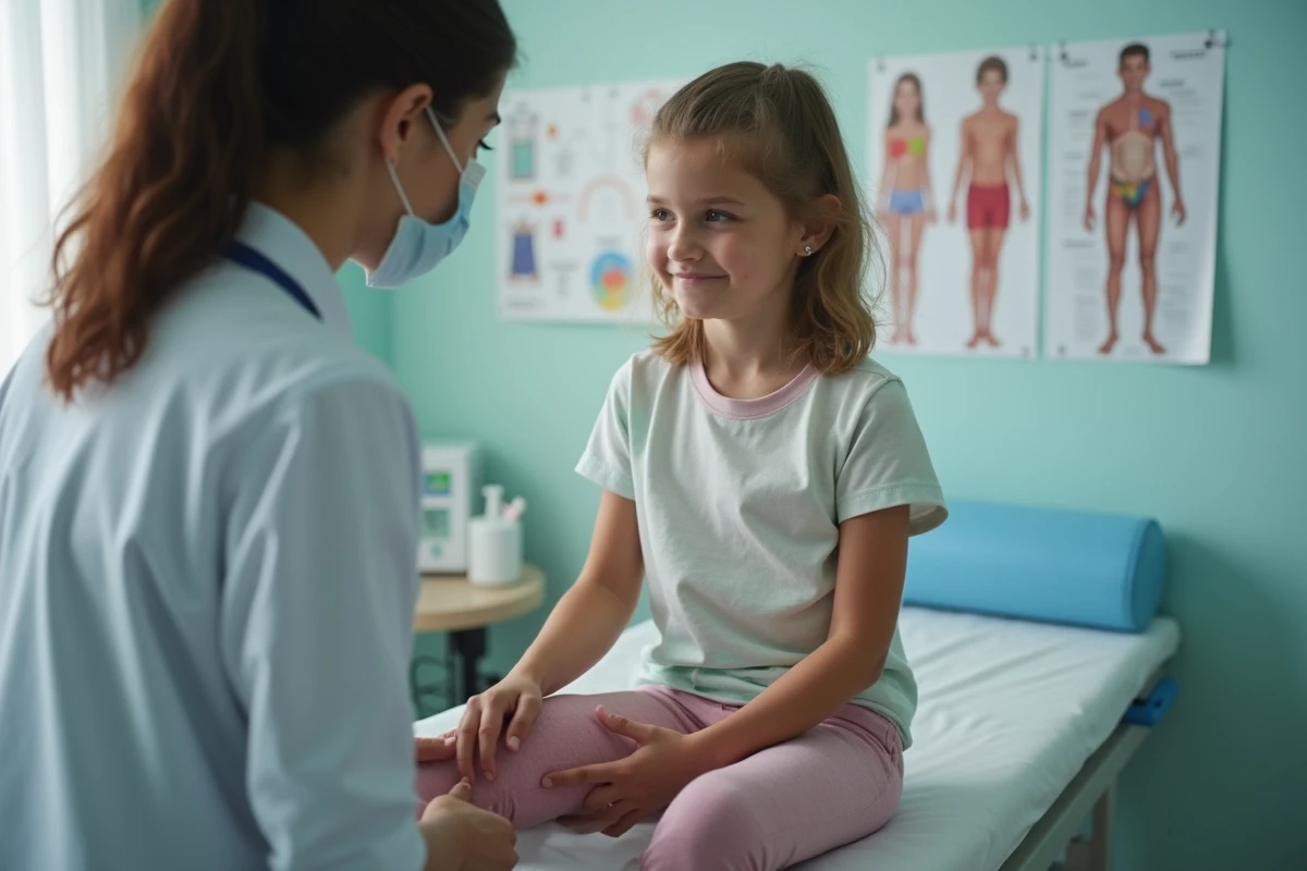 Jeune fille lors d'un examen médical en clinique pédiatrique