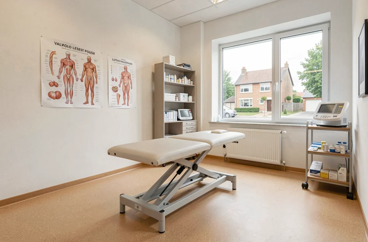 Cabinet de kinésithérapie professionnel dans le Val-d'Oise avec table de traitement et équipements médicaux