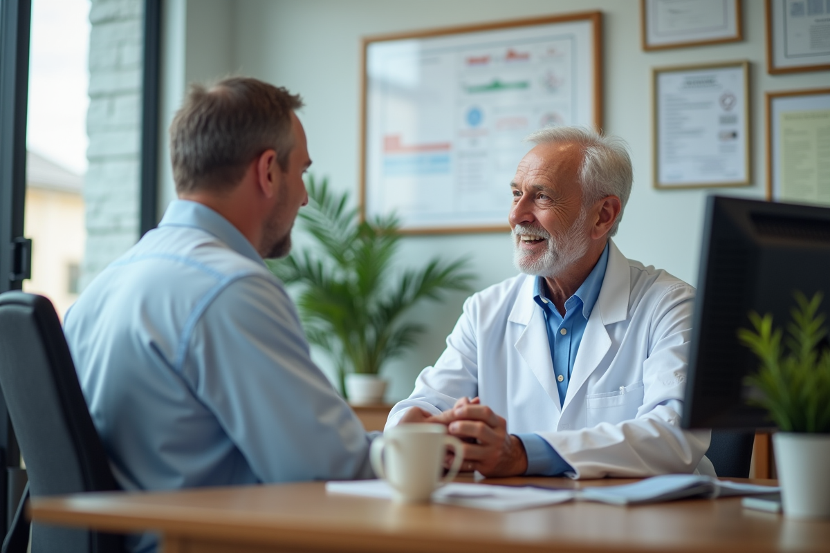 Medecin en consultation avec un patient dans un cabinet médical
