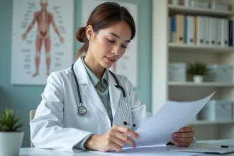 Medecin femme en consultation dans une clinique moderne