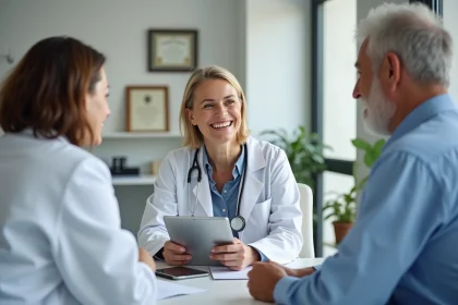 Rhumatologue en consultation avec un patient et médecin