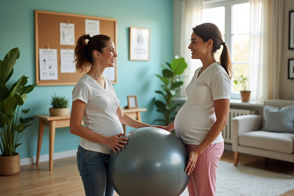 Sage-femme montrant l