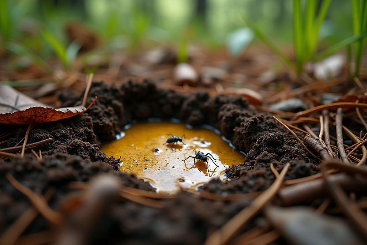 Gros plan sur sol forestier en décomposition